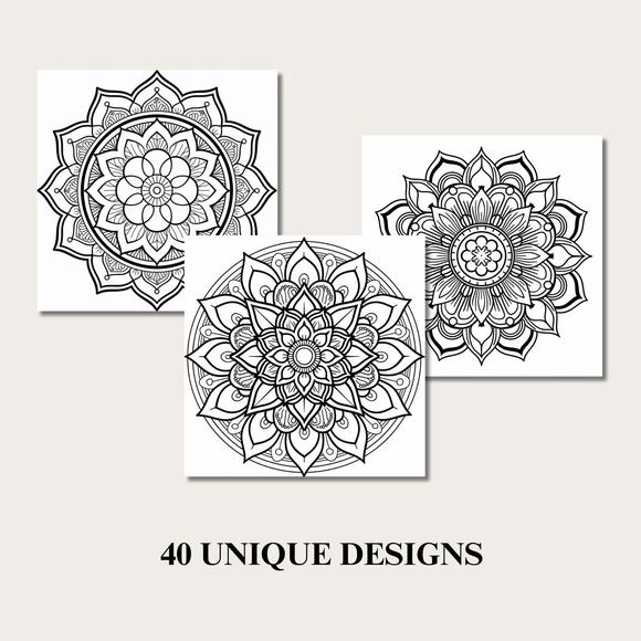 Mandala Coloring Book For Relaxation And Meditation 8.5 x 8.5  40 Unique Designs - Picture 5 of 6